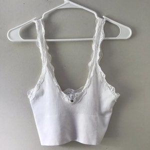 White Lace Trim Bra Top